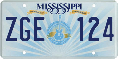 MS license plate ZGE124