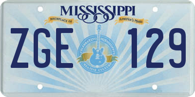 MS license plate ZGE129