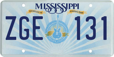 MS license plate ZGE131