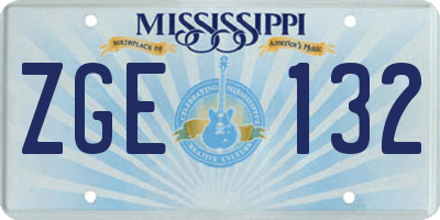 MS license plate ZGE132