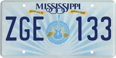 MS license plate ZGE133