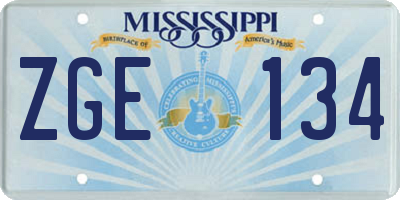 MS license plate ZGE134