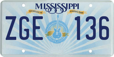 MS license plate ZGE136