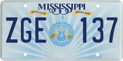 MS license plate ZGE137