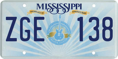MS license plate ZGE138