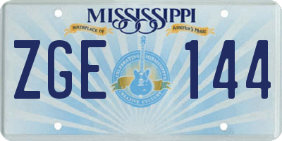 MS license plate ZGE144