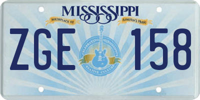 MS license plate ZGE158