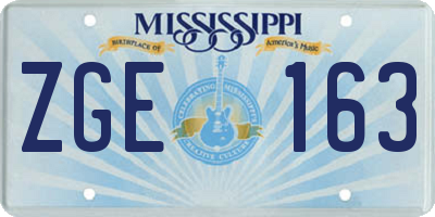 MS license plate ZGE163