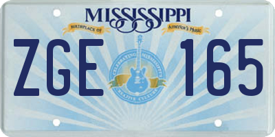 MS license plate ZGE165