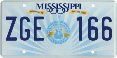 MS license plate ZGE166