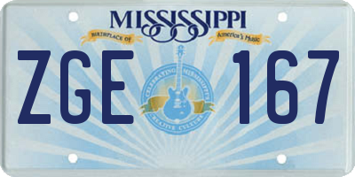 MS license plate ZGE167