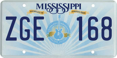 MS license plate ZGE168
