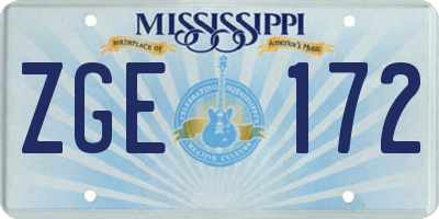 MS license plate ZGE172