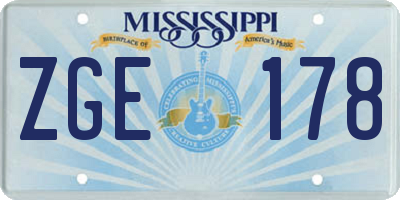 MS license plate ZGE178