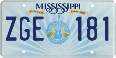 MS license plate ZGE181
