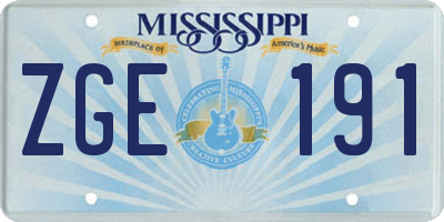 MS license plate ZGE191