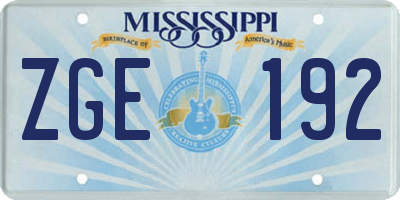 MS license plate ZGE192