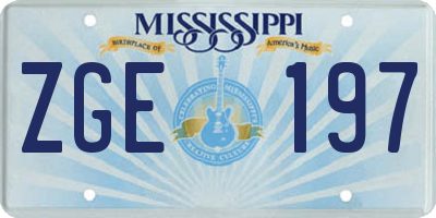 MS license plate ZGE197