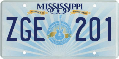 MS license plate ZGE201
