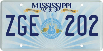 MS license plate ZGE202