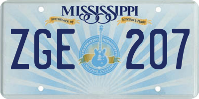 MS license plate ZGE207
