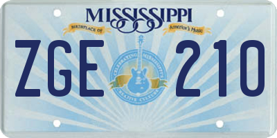 MS license plate ZGE210