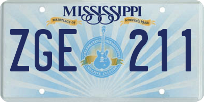 MS license plate ZGE211