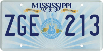 MS license plate ZGE213