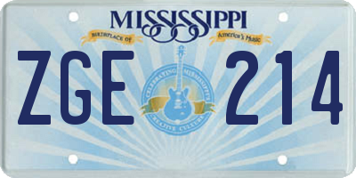 MS license plate ZGE214