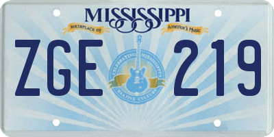 MS license plate ZGE219