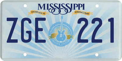 MS license plate ZGE221