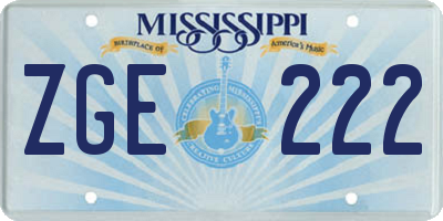MS license plate ZGE222