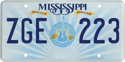MS license plate ZGE223