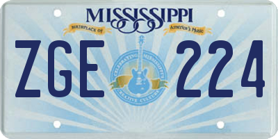 MS license plate ZGE224