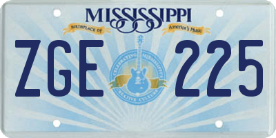 MS license plate ZGE225