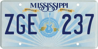 MS license plate ZGE237