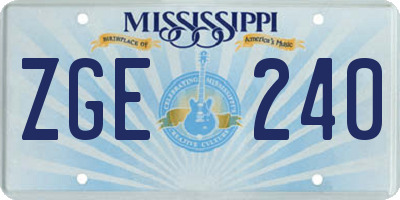 MS license plate ZGE240