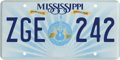 MS license plate ZGE242