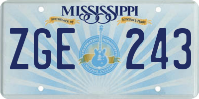 MS license plate ZGE243
