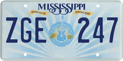 MS license plate ZGE247