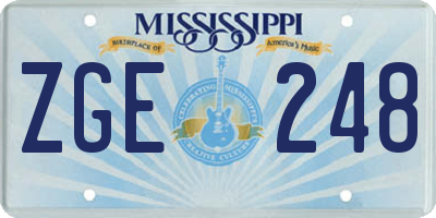 MS license plate ZGE248