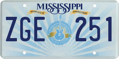 MS license plate ZGE251