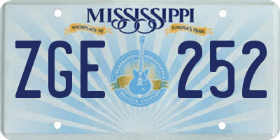 MS license plate ZGE252