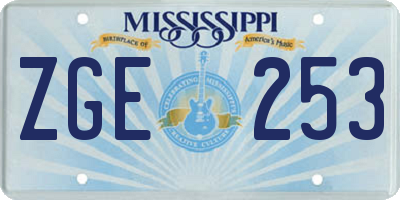 MS license plate ZGE253