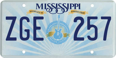 MS license plate ZGE257