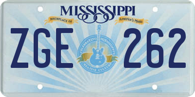 MS license plate ZGE262