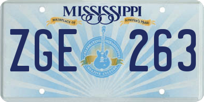 MS license plate ZGE263