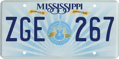 MS license plate ZGE267