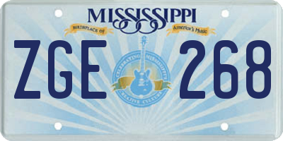 MS license plate ZGE268