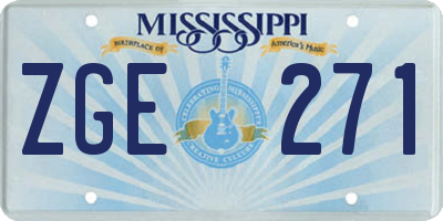 MS license plate ZGE271